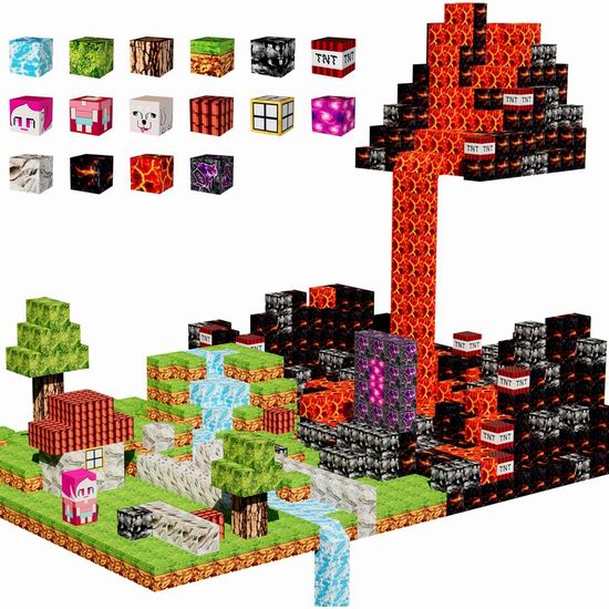  白菜价！历史新低！iLacven 森林与熔岩 立方磁性积木126件套2.3折 15.99加元！