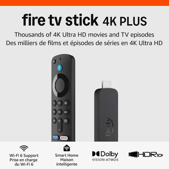 历史新低!新品 Fire TV Stick 4K Plus 4K超高清电视棒6.4折 44.99加元包邮!支持Wi-Fi 6!