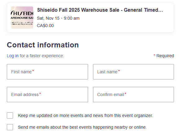 抢门票!资生堂秋季特卖会,11月15日开仓!内附攻略!