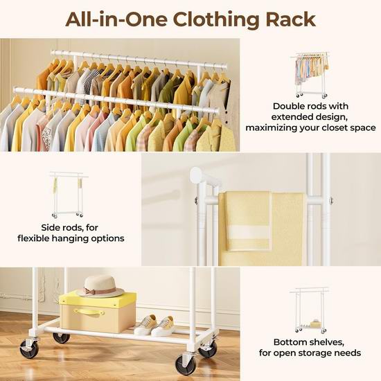 HYSEYY 可移动金属双杆晾衣架5.5折 44.43加元包邮!