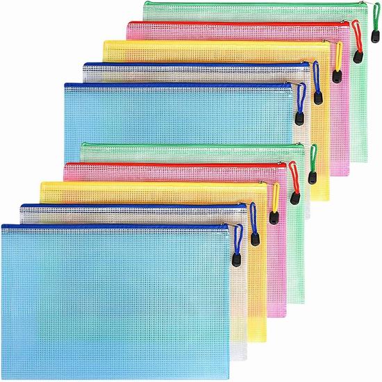  超级白菜！历史新低！Toplive A4 防水塑料网状拉链文件袋10件套1.9折 3.99加元清仓！