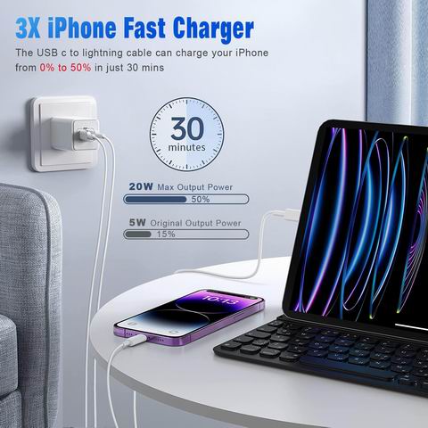 APFEN 苹果 MFi 认证 USB-C 转 Lightning 数据线/快速充电线2条 3.99加元(原价 11.99加元)!每条1.99加元