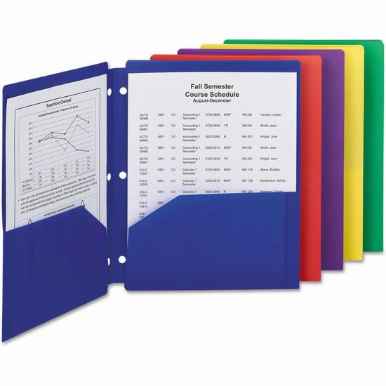  白菜价！历史新低！Smead Poly Snap-in 双袋彩色文件夹10件套2.3折 6.02加元！