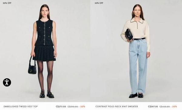 Sandro黑五大促:全场7折!法式名媛穿搭天花板