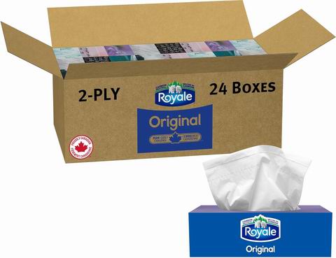 史低价！Royale 双层面巾纸100张 ×24盒 24.93加元（原价 34.99加元）！每盒2.07加元