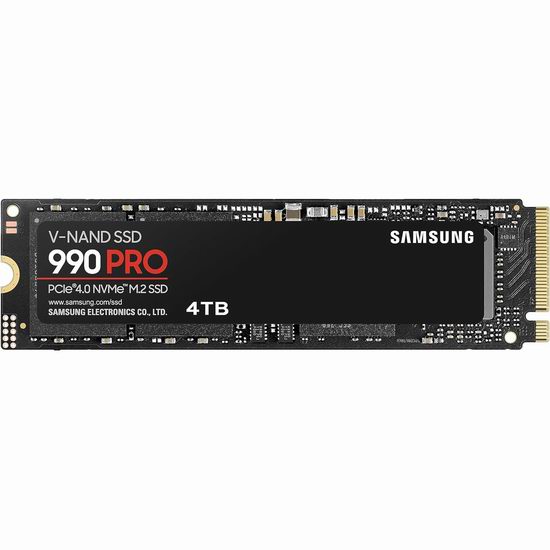 SAMSUNG 990 PRO SSD 4TB PCIe Gen4 三星固态硬盘7.5折 399.97加元包邮!