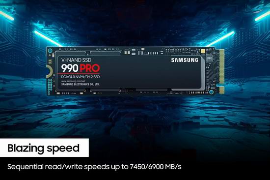 SAMSUNG 990 PRO SSD 4TB PCIe Gen4 三星固态硬盘7.5折 399.97加元包邮!