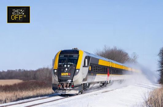 坐着火车去旅行!Via Rail 维亚火车黑五大促 ,全国火车票、卧铺票6.5折起!17岁以下免费!