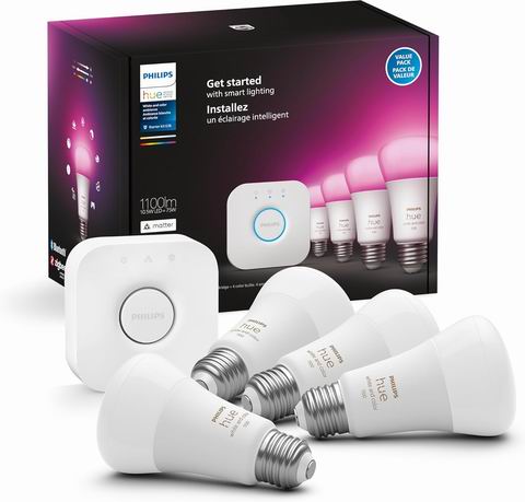 黑五史低！Philips Hue 智能白色/彩色氛围LED 灯泡5件套 158.37加元（原价 249.99加元）