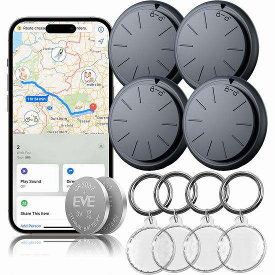 白菜价!历史新低!Hongtop H 防丢神器 GPS智能追踪定位器4件套3.6折 12.94加元!单个仅3.23加元!