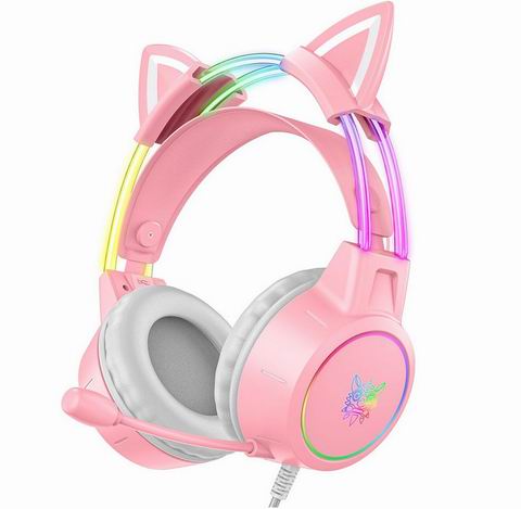 黑五史低！ONITOON 可拆卸猫耳游戏耳机 渐变RGB灯效 30.79加元（原价 49.99加元）