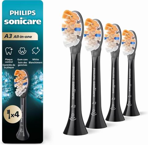 Philips Sonicare A3 多功能电动牙刷 替换刷头4支装 55.05加元（原价 83.99加元）！2色可选