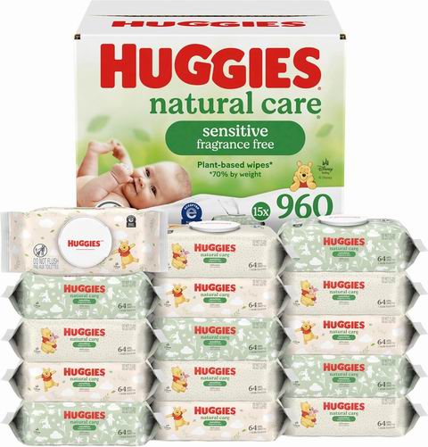 史低价！Huggies  香型低敏配方 天然呵护婴儿湿巾15包（共960片）19.37加元（原价 23.97加元）