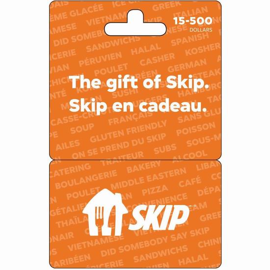 SkipTheDishes 外卖实体礼品卡8折 40加元包邮!