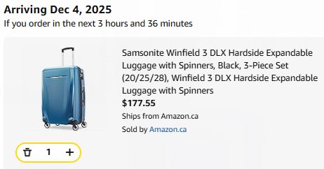 白菜价!Samsonite 新秀丽 全PC超轻行李箱2.5折起!入2件套6.99!