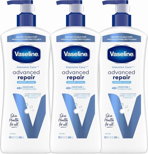 Vaseline 凡士林深层滋润无香型润肤乳3×600毫升 19.86加元（原价 27.08加元）！每瓶 6.62加元