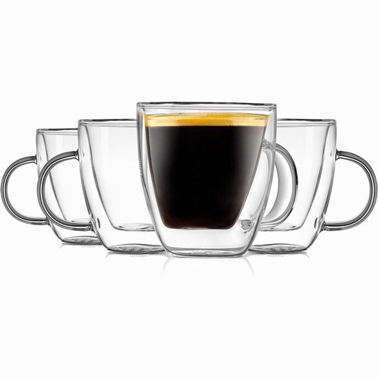 白菜价！历史新低！NutriChef 5.2盎司双层保温玻璃杯4件套2.8折 12.31加元！