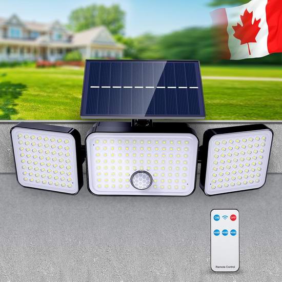  历史新低！LANMEL 3000流明超亮 223 LED 270°广角太阳能感应灯6.3折 18.88加元！