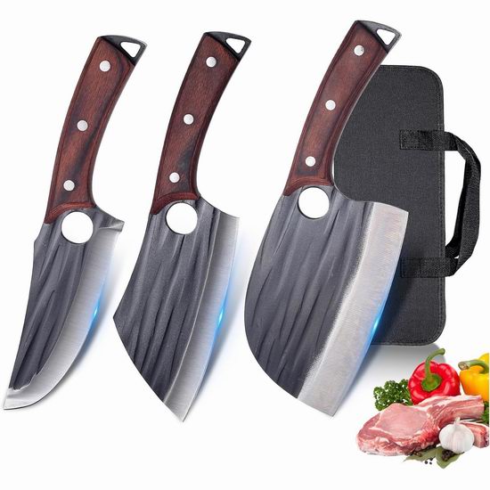  白菜价！历史新低！Krononidler 全龙骨高碳钢 塞尔维亚厨师刀3件套3.7折 18.99加元包邮！
