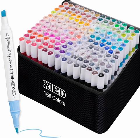  史低！XIEED 168色高级酒精双头马克笔 34.99加元（原价 49.99加元）