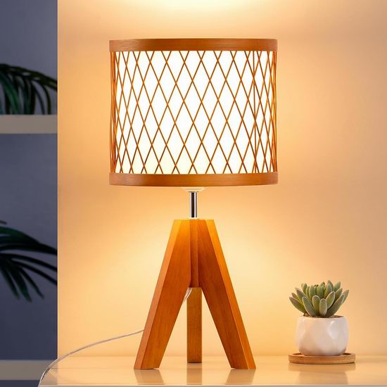 白菜价!历史新低!EDISHINE 天然木质三脚台灯/床头灯3.7折 16.99加元! 白菜价!历史新低!EDISHINE 天然木质三脚台灯/床头灯3.7折 16.99加元!