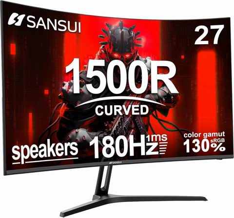  SANSUI 27英寸 180Hz 1ms 全高清 1080P 曲面游戏显示器 151.99加元（原价 179.99加元）