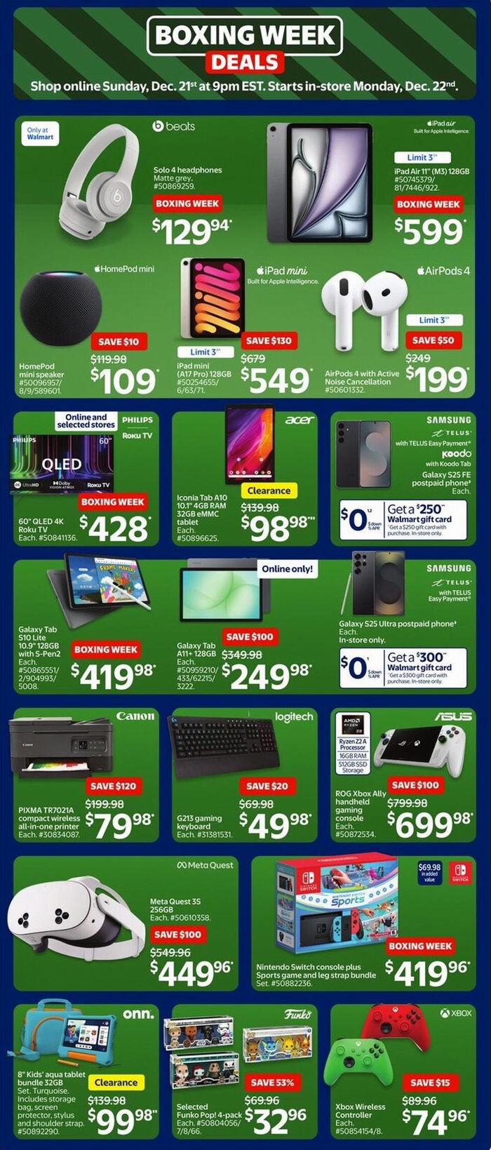 今晚9点开抢!Walmart节礼周大促,iPhone 16零月供+送0、AirPods耳机9、电压力锅.98、Corelle餐具5折、空气炸锅.98、戴森吸尘器9.99!
