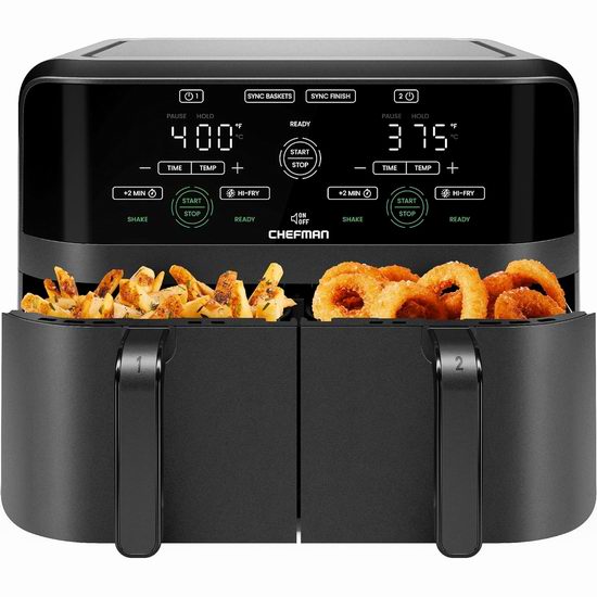 白菜速抢！历史新低！Chefman TurboFry 6夸脱 双篮空气炸锅3.4折 69加元包邮！