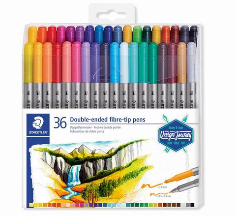  Staedtler 可水洗双头纤维笔36色套装 13.27加元（原价 15.48加元）