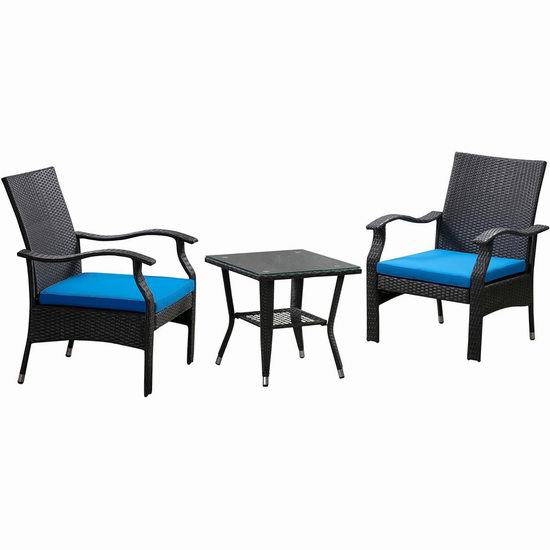  白菜价！历史新低！Patioflare Whylie 藤编户外休闲桌椅3件套2.8折 187.52加元包邮！HomeDepot同款售价669加元！