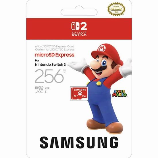 历史新低！Samsung 三星 任天堂Switch 2专用 256GB Express microSD储存卡5.9折 49.99加元包邮！