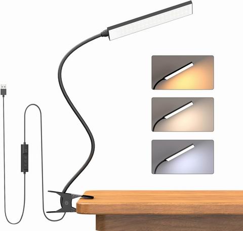 RAOYI 5W 48颗LED可调光金属夹式台灯 14.99加元（原价 19.99加元 ）