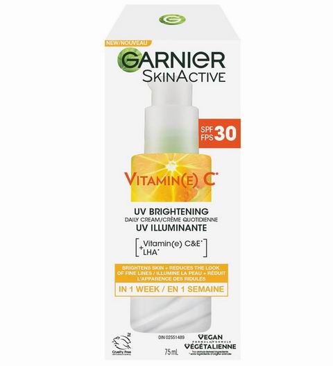  Garnier 卡尼尔 SkinActive 维他命 C亮肤防晒霜 SPF 30   16.12加元（原价 19.58加元）