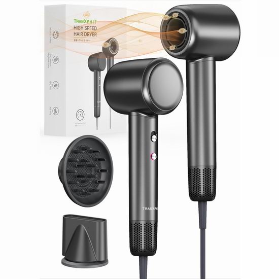  白菜价！历史新低！TRANXPHIT 5亿负离子 16万转 专业高速电吹风机2.9折 29.44加元包邮！