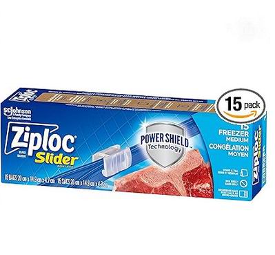  Ziploc 双层夹链 可冷冻 中号食物保鲜袋15个装 3.59加元（原价 5.99加元）