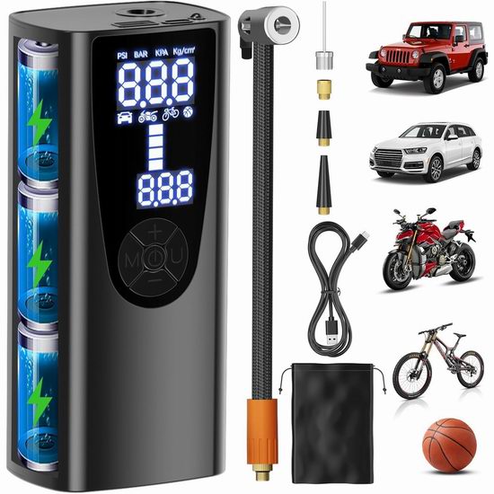  白菜价！历史新低！XJ-HOME 150 PSI 便携式无绳轮胎充气泵2.9折 18.99加元！免税！