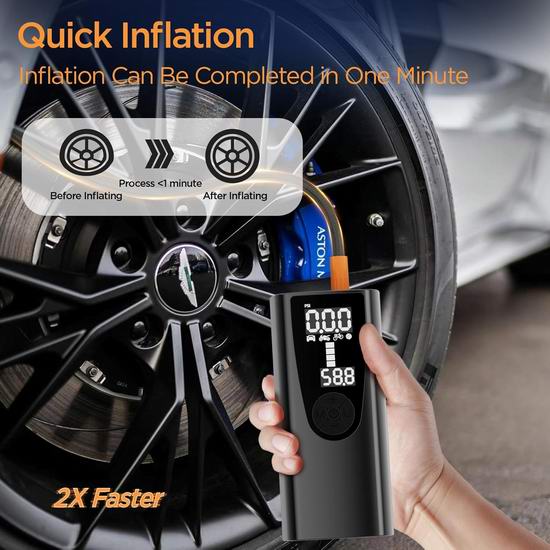 白菜价!历史新低!XJ-HOME 150 PSI 便携式无绳轮胎充气泵2.9折 18.99加元!免税!