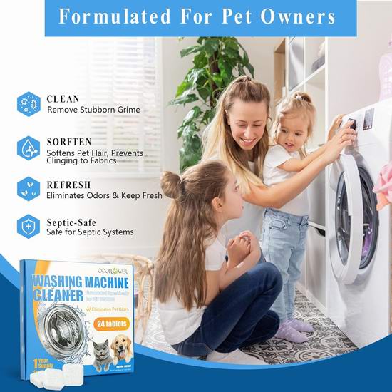 Bug价!历史新低!OOOFLOWER 洗衣机强力除垢清洁片(24片, 1年量)5折 9.99加元!