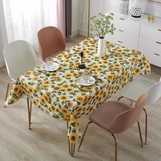  白菜价！历史新低！AOKQYA 时尚印花 防水防滑 圆形/矩形桌布3.3折 10加元清仓！多款多尺寸可选！