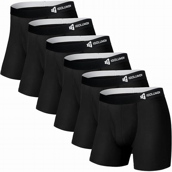  历史新低！IGOLUMON 男士竹纤维平角内裤6件套4.2折 15.99加元！单件仅2.66加元！2款可选！