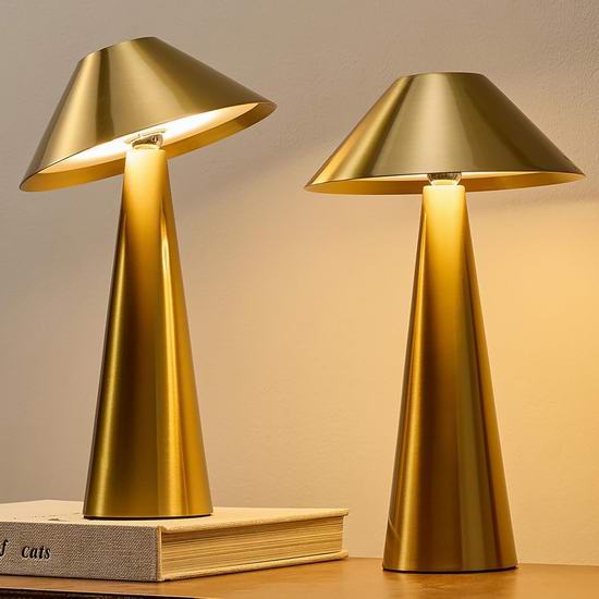  历史新低！Bojim 无线可充电可调光 金色台灯2件套4.1折 29.99加元包邮！