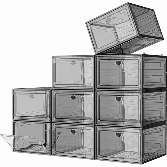  历史新低！7 code 可堆叠 大号加厚透明鞋盒9件套5折 49.99加元包邮！2色可选！