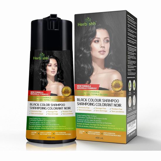Herbishh 100%遮盖白发 三合一 黑色染发洗发水(400毫升)4.1折 20.54加元!无氨染发,不含PPD!15分钟拥有亮丽黑发! Herbishh 100%遮盖白发 三合一 黑色染发洗发水(400毫升)4.1折 20.54加元!无氨染发,不含PPD!15分钟拥有亮丽黑发!