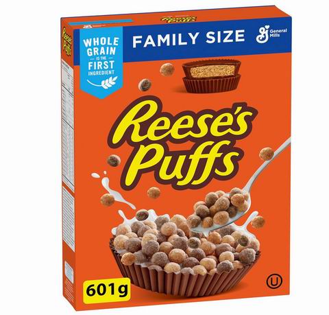  Reese's Puffs 巧克力花生酱麦片601克 4.63加元（原价 5.99加元）