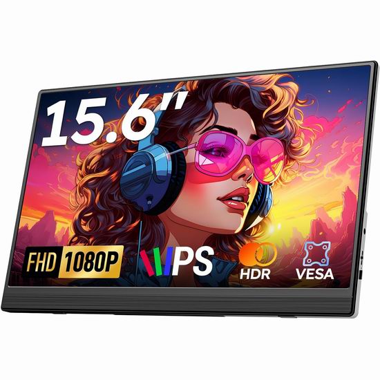  Dopesplay 15.6英寸 1080P便携式显示器5.7折 80.07加元包邮！