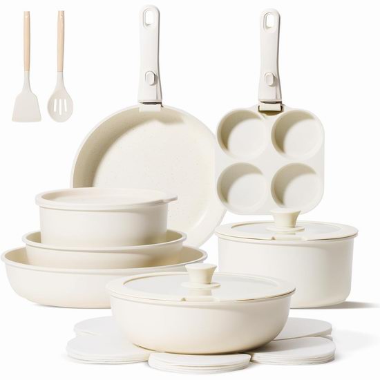  历史新低！JEETEE 可拆手不粘底锅具19件套4.7折 89.99加元包邮！