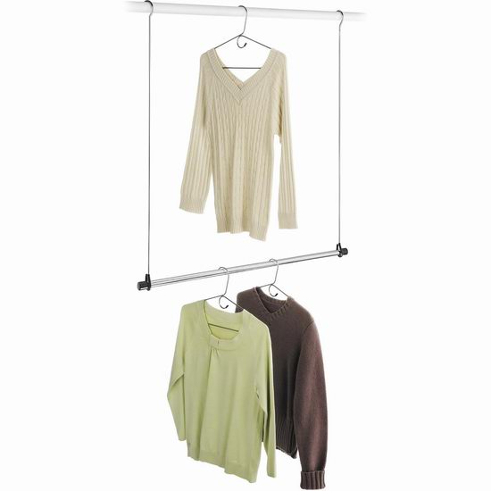  白菜价！历史新低！Whitmor 6021-378 衣橱镀铬双挂杆3.1折 6.49加元！让衣橱容量瞬间翻倍！