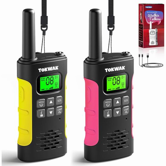  历史新低！Tokwak 可充电 3公里长距离对讲机2件套4折 23.99加元包邮！