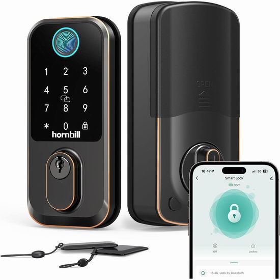  历史新低！Hornbill 9合1 智能密码指纹门锁4折 59.99加元包邮！