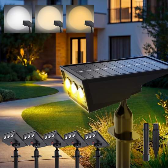  超级白菜！历史新低！LANMEL 太阳能射灯6件套2折 13.99加元包邮！会员专享！